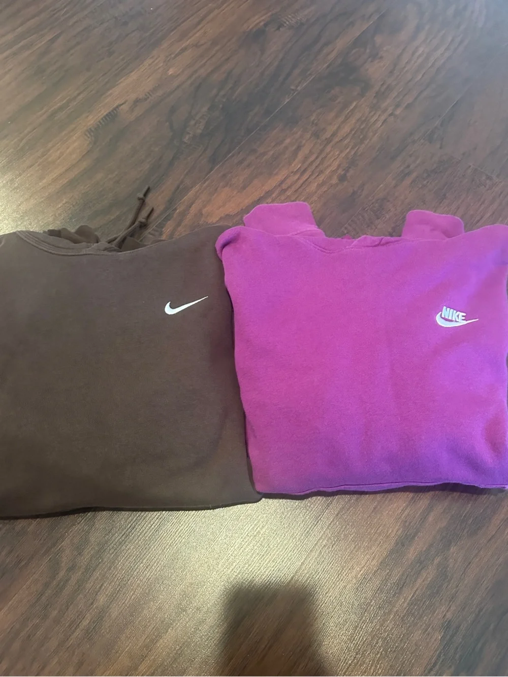 Nike Magenta and Brown Hoodies(small stain on brown hoodie)